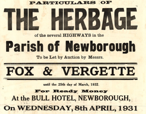 Herbage Auction Poster, Newborough (1931)
