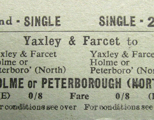 Yaxley & Farcet Station Ticket (1958)