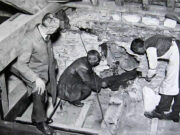 Workmen inside Peterborough Cathedral (1930s)
