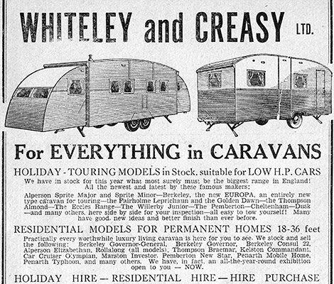 Whiteley & Creasy Caravans, Werrington – 1954 Advert